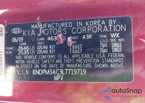 2020 Kia Sportage Lx из США, поврежденный, VIN KNDPM3AC3L7719719